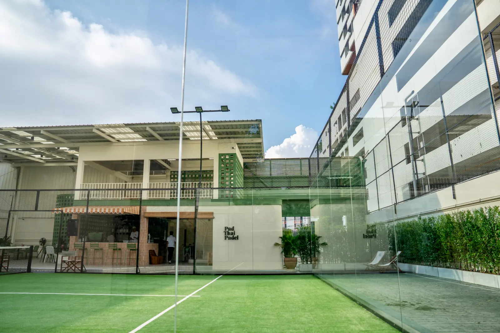 Evening light across the courts